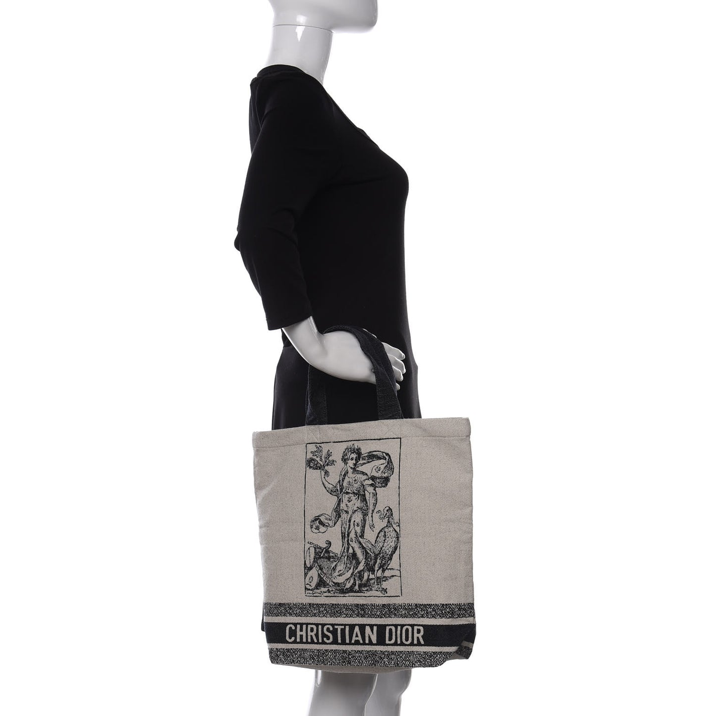 Canvas Print Cruise Tote Ivory Black