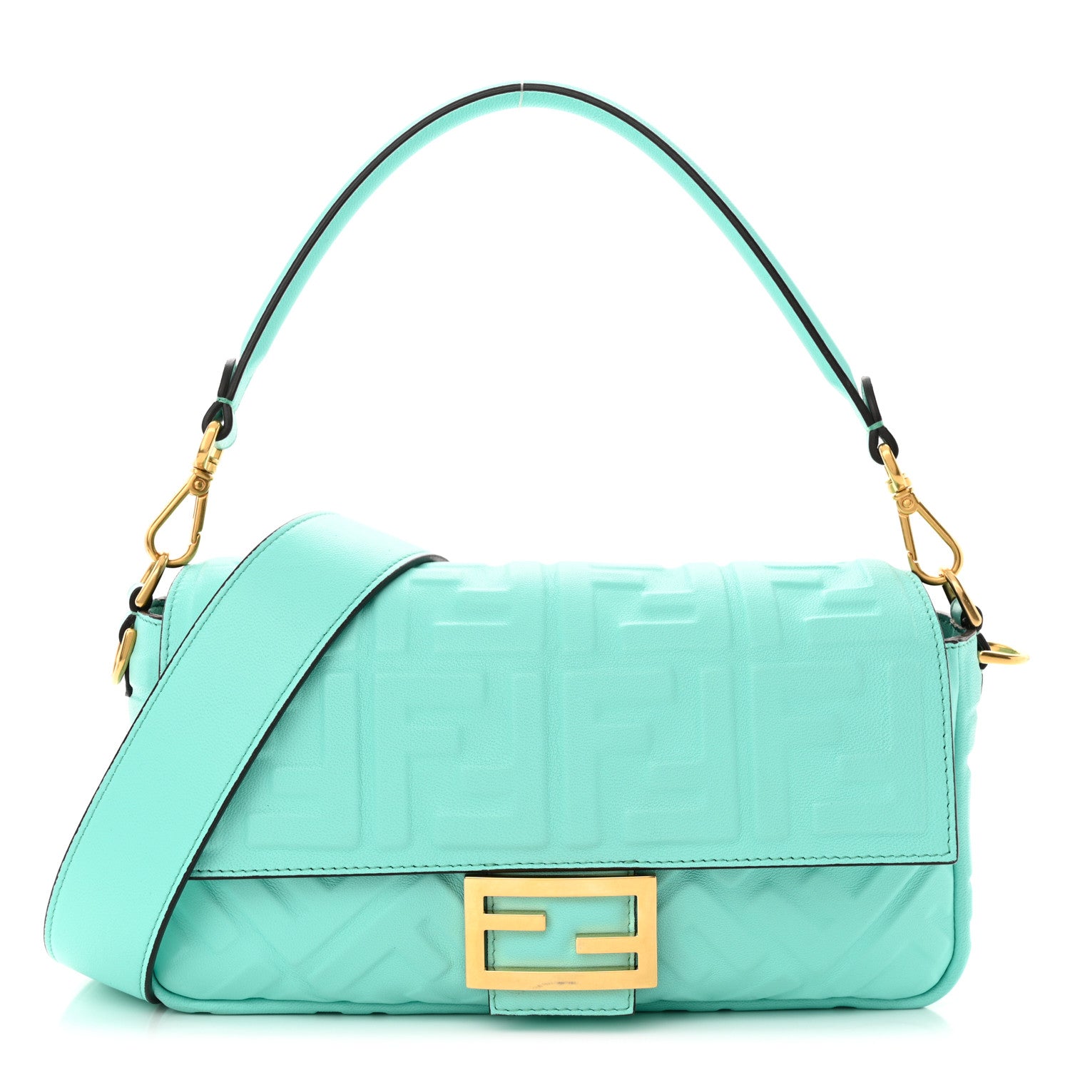 Fendi Nappa FF 1974 Embossed Baguette Tiffany 1 of 12