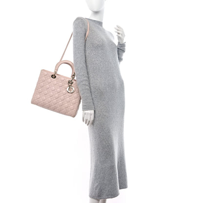 Christian Dior CHRISTIAN DIOR Lambskin Cannage Large Lady Dior Light Pink 2 of 13