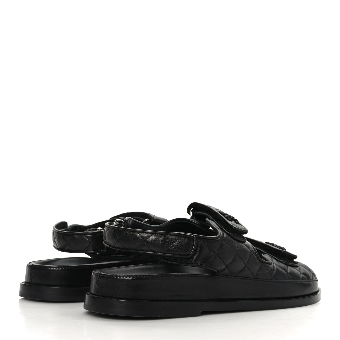 Lambskin Velcro Dad Sandals 42 Black