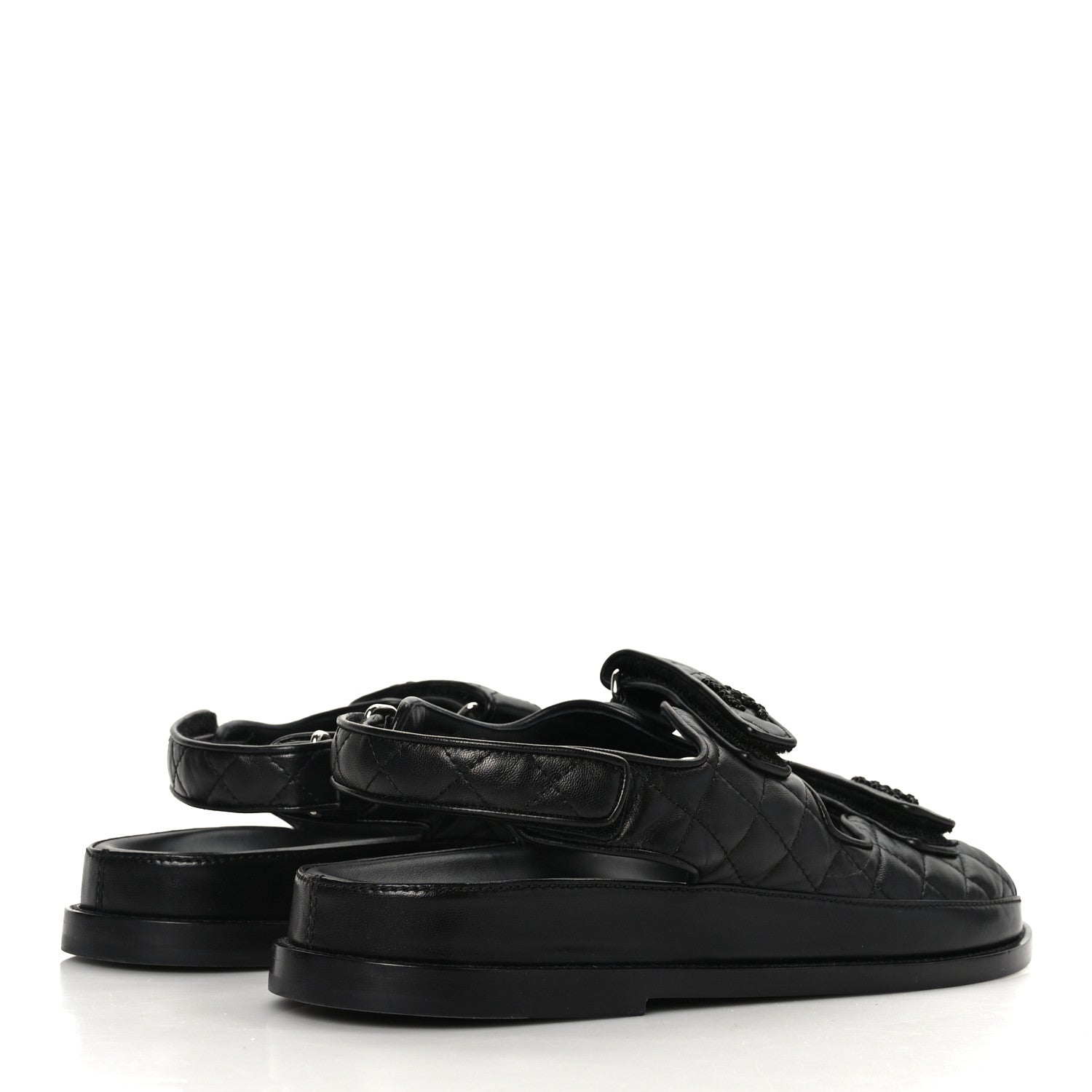 Chanel Lambskin Velcro Dad Sandals 42 Black 4 of 8