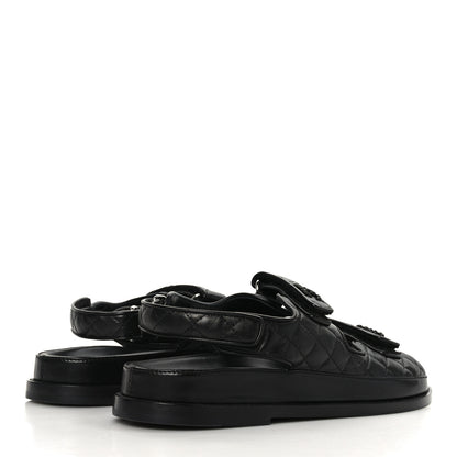 Chanel Lambskin Velcro Dad Sandals 42 Black 4 of 8