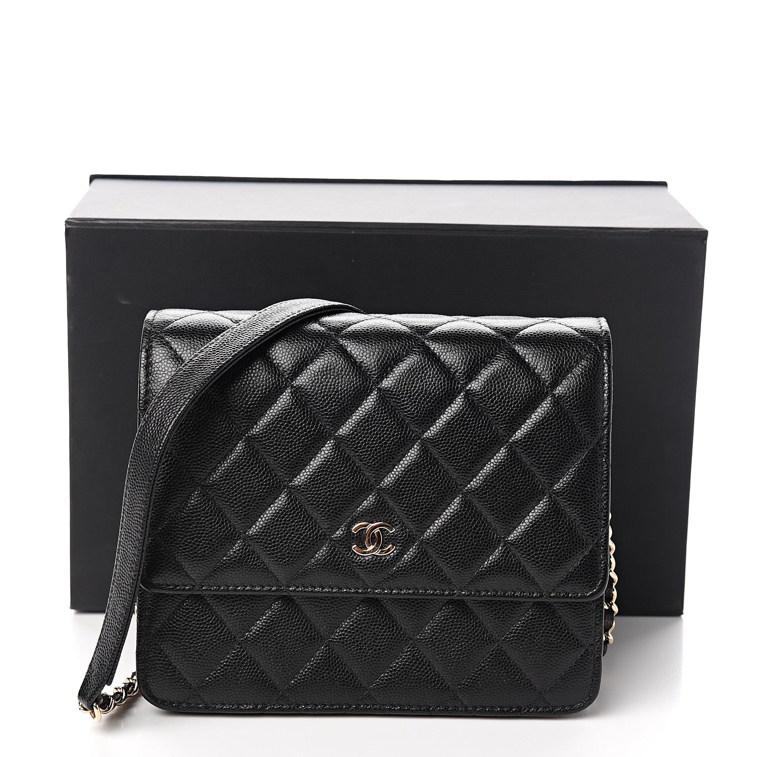 Chanel Caviar Quilted Square Wallet On Chain WOC Black 11 of 11