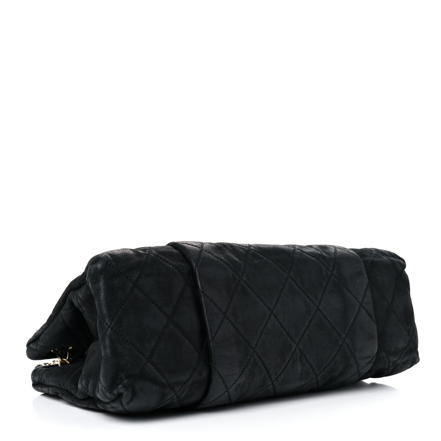 Iridescent Calfskin Medium Chic Quilt Flap Black