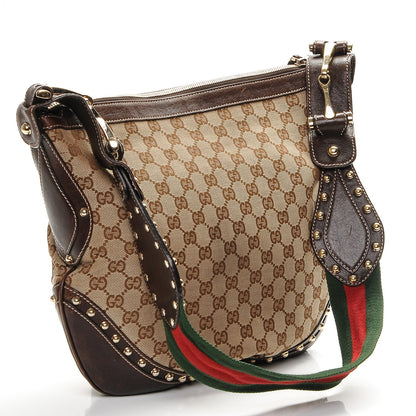 Gucci Monogram Web Studded Pelham Shoulder Bag Dark Brown 3 of 6