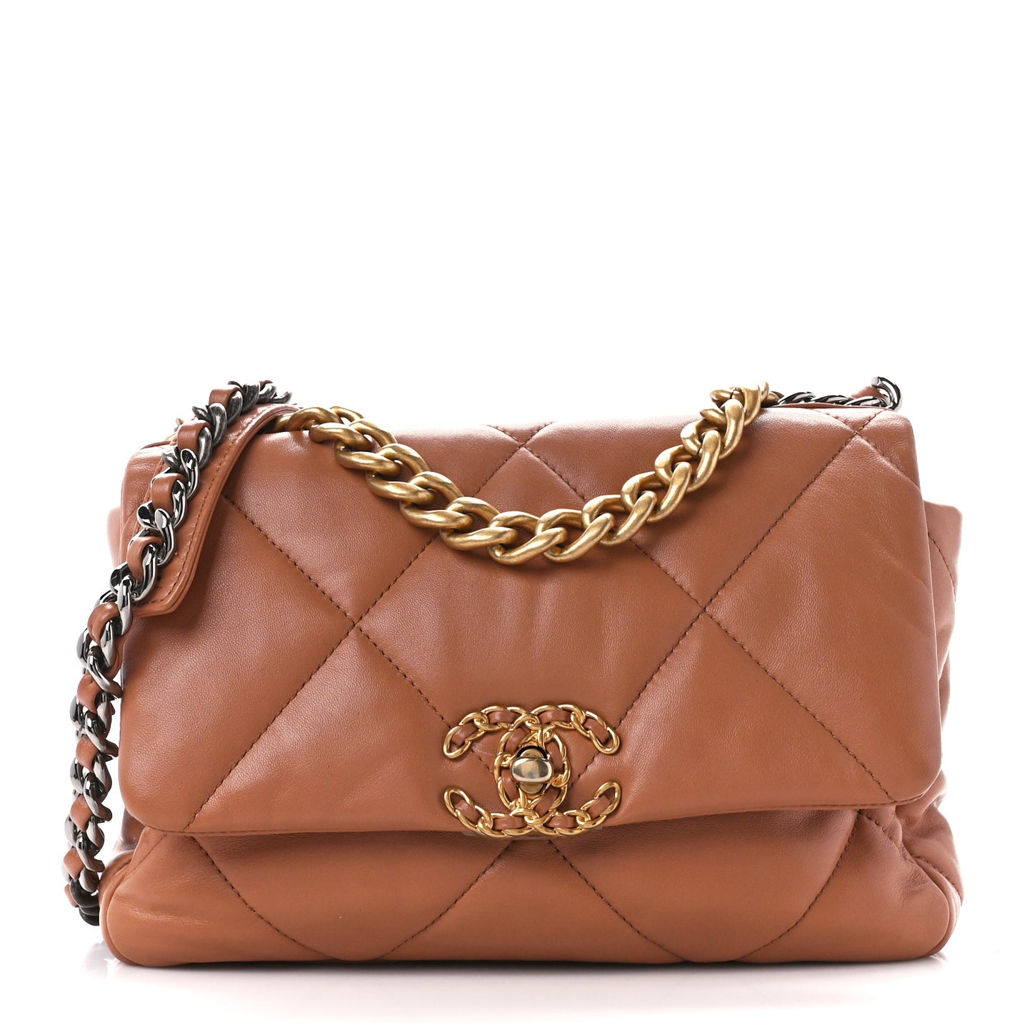 Lambskin Quilted Medium Chanel 19 Flap Brown