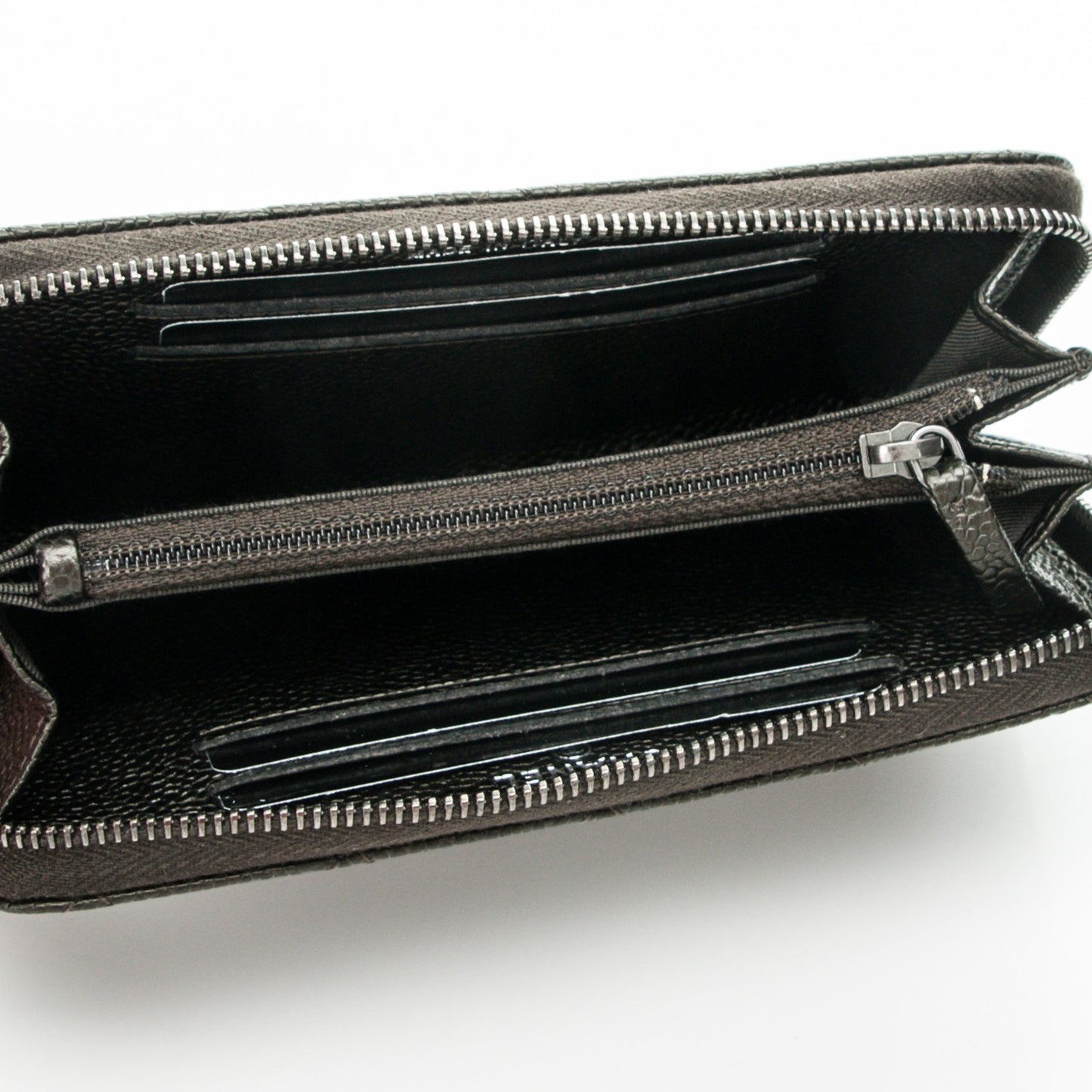 Metallic Caviar Quilted Small Zip Around Wallet Bronze