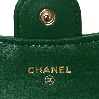 Chanel Lambskin Quilted Flap Card Holder Wallet Green 6 of 9