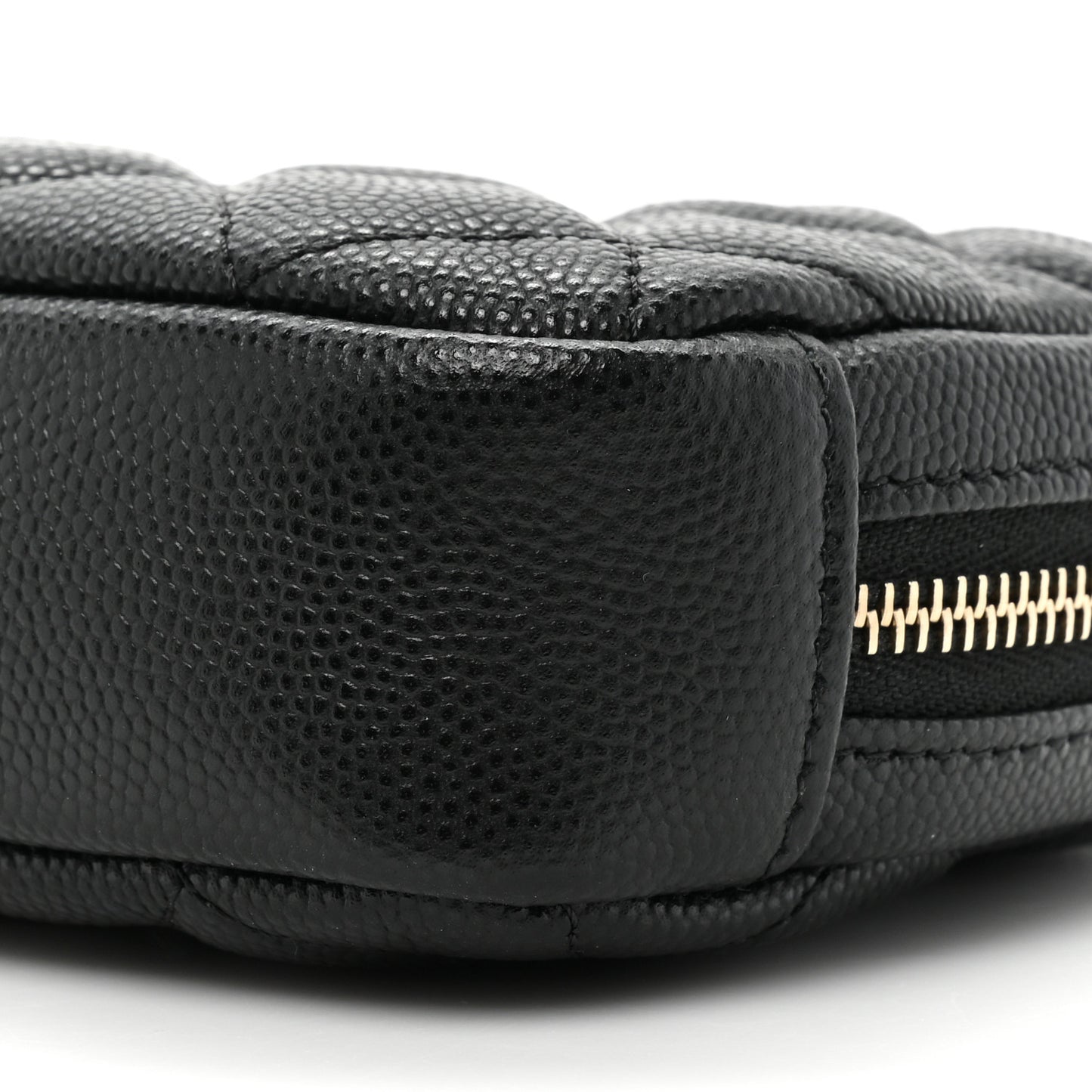 Caviar Quilted Small Curvy Pouch Cosmetic Case Black