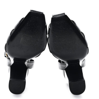 Saint Laurent Calfskin Oak 75 Sandals 35 Black 7 of 10