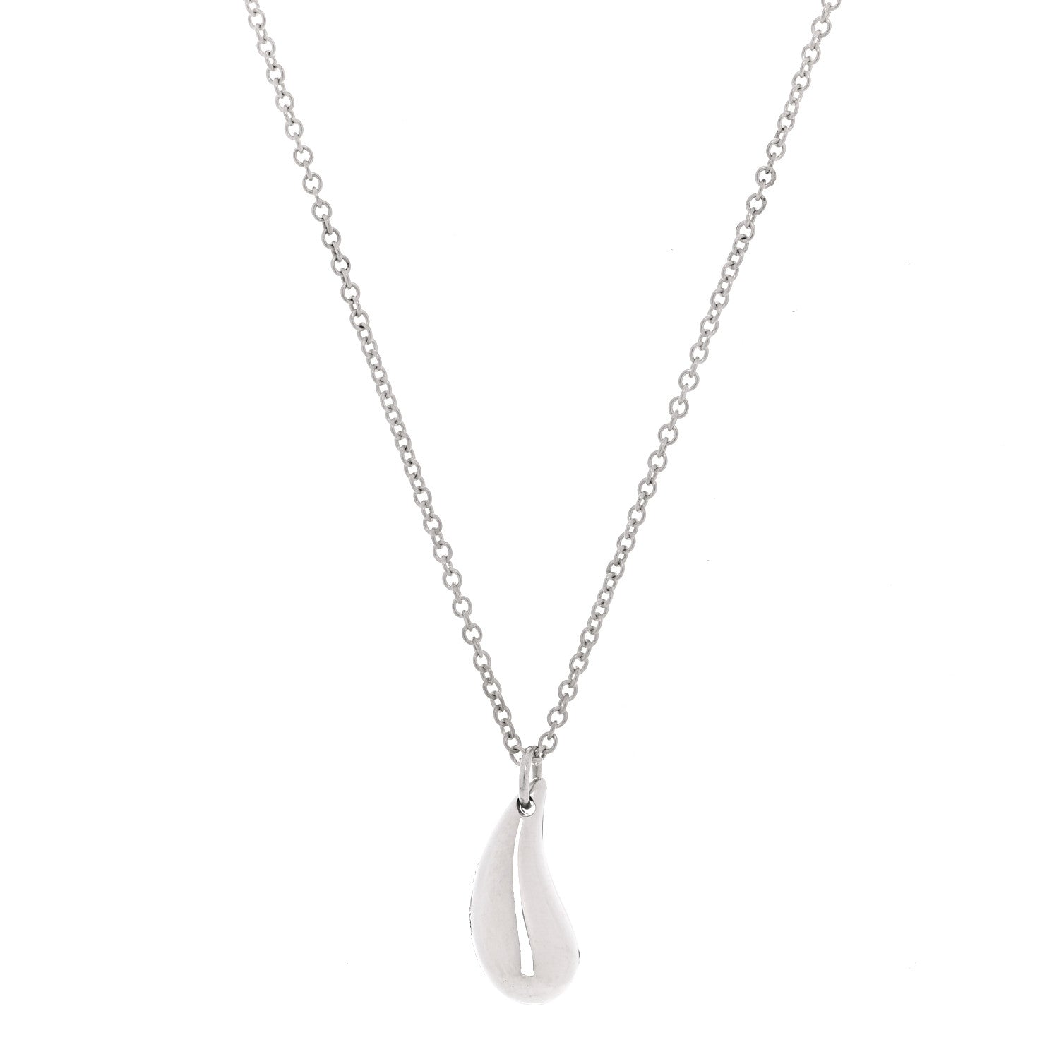 Tiffany Sterling Silver 12mm Elsa Peretti Tear Drop Pendant Necklace 3 of 8