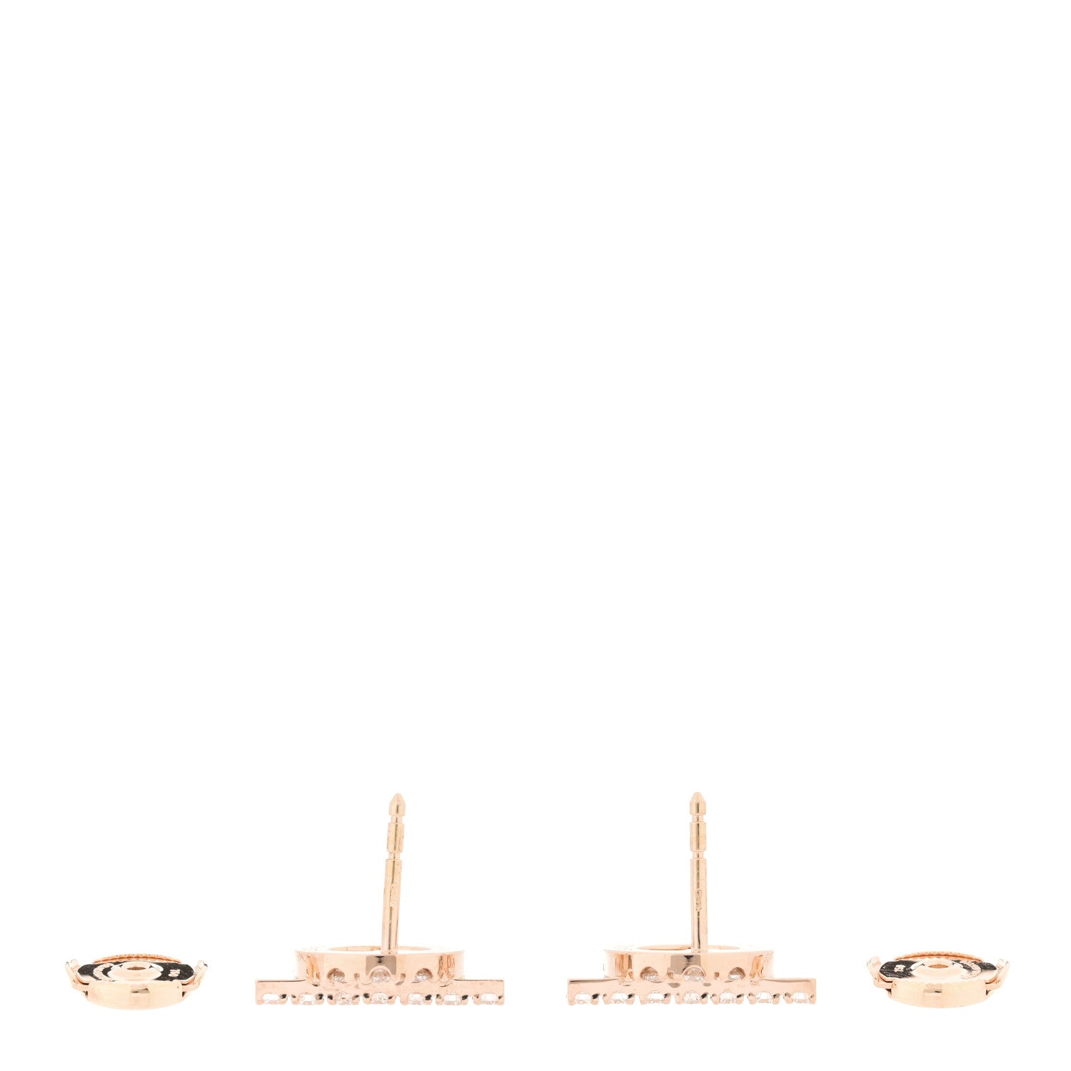 Hermes 18K Rose Gold Diamond Finesse Earrings 3 of 4