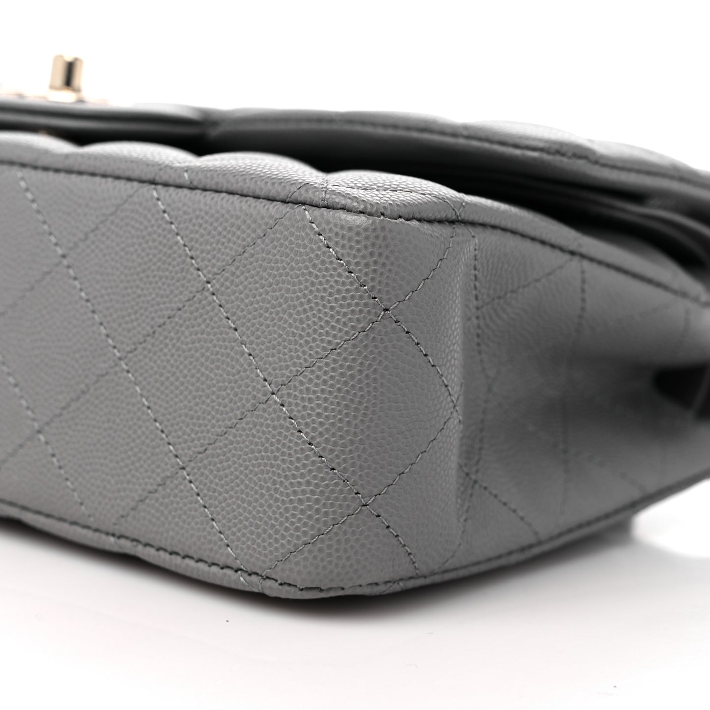 Caviar Quilted Medium Double Flap Grey
