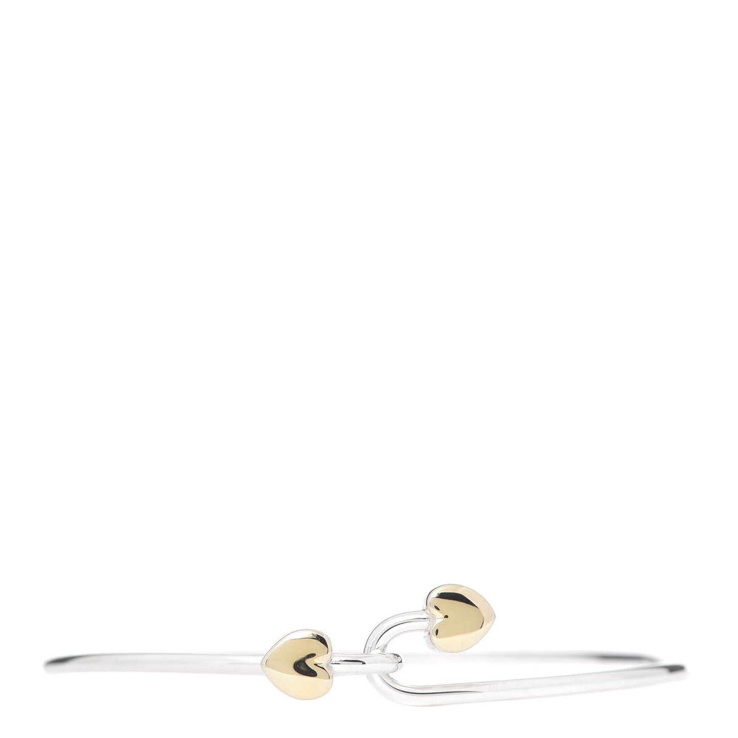 Sterling Silver 18K Yellow Gold Two Heart Hook Bracelet