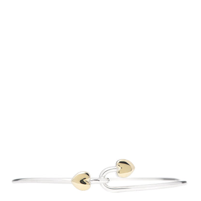 Tiffany Sterling Silver 18K Yellow Gold Two Heart Hook Bracelet 1 of 3