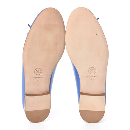 Chanel Patent Calfskin CC Cap Toe Ballerina Flats 36 Blue 7 of 10