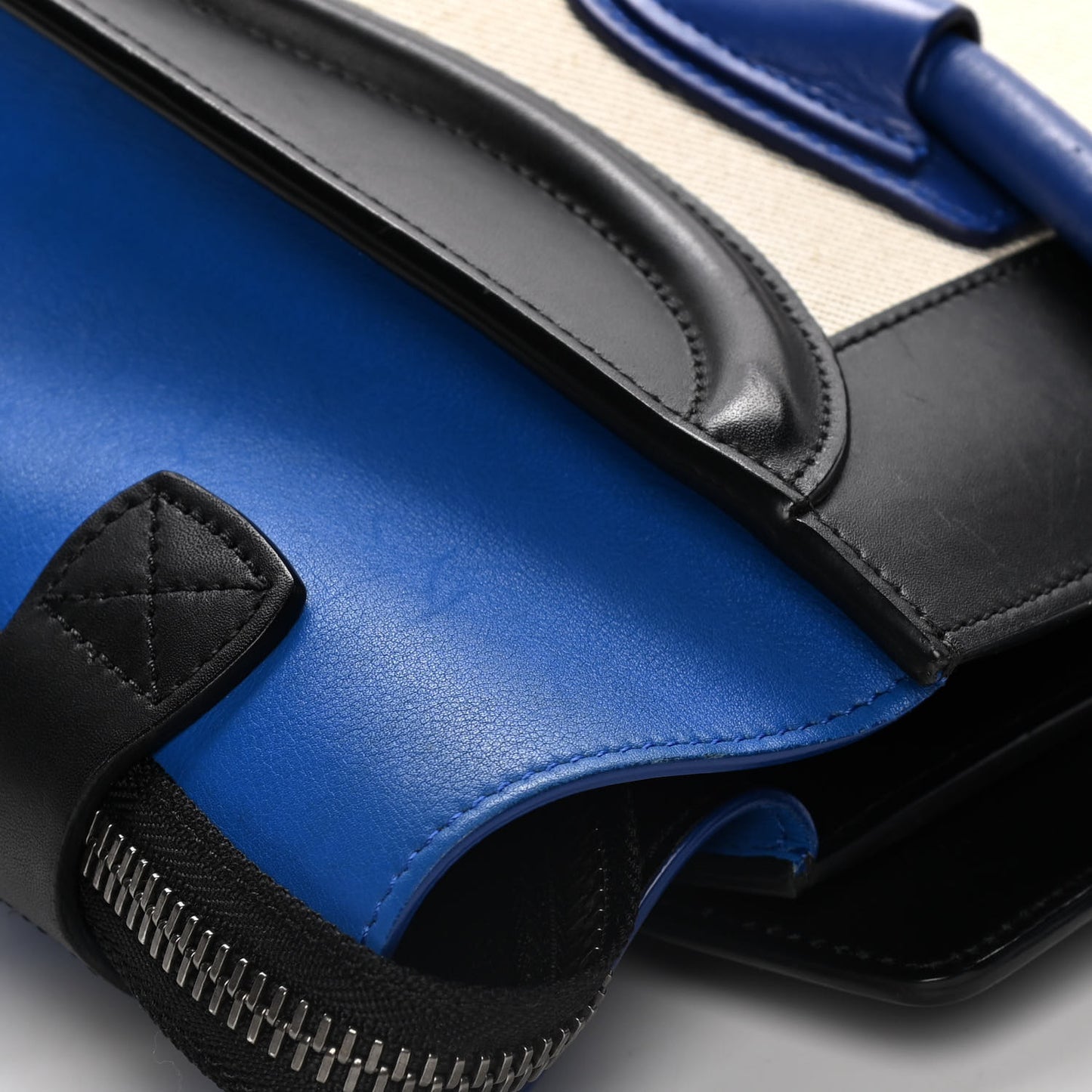 Canvas Smooth Calfskin Nano Tri-Color Luggage Natural Blue