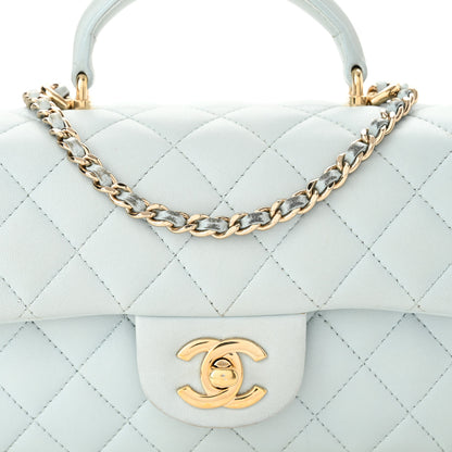 Chanel Lambskin Quilted Mini Top Handle Rectangular Flap Light Blue 8 of 12