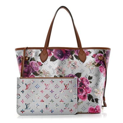 Louis Vuitton Metallic Monogram LV Garden Neverfull MM Silver 1 of 10