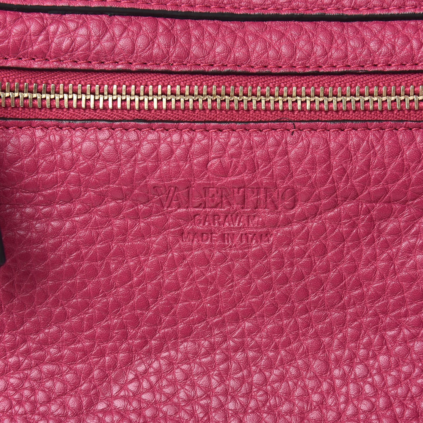 Grained Calfskin Small Rockstud Tote Deep Cyclamin