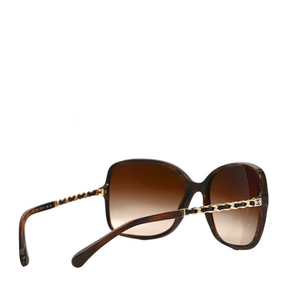 Chanel Acetate Metal Lambskin Chain Square Sunglasses 5210-Q Brown 3 of 7