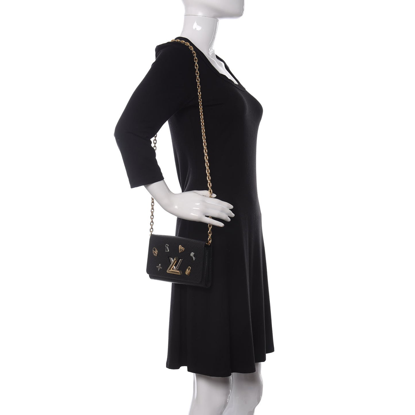 Epi Love Lock Twist Chain Wallet Black