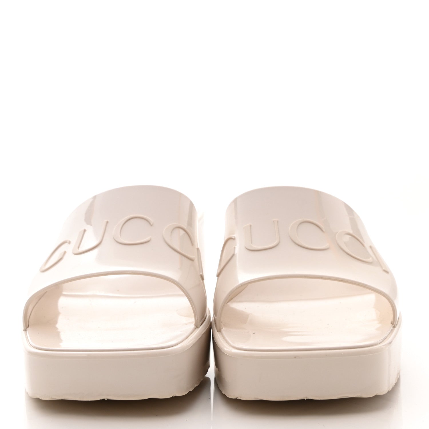 Gucci Rubber Gucci Logo Womens Platform 20/60mm Slide Sandals 37 Mystic White 2 of 8