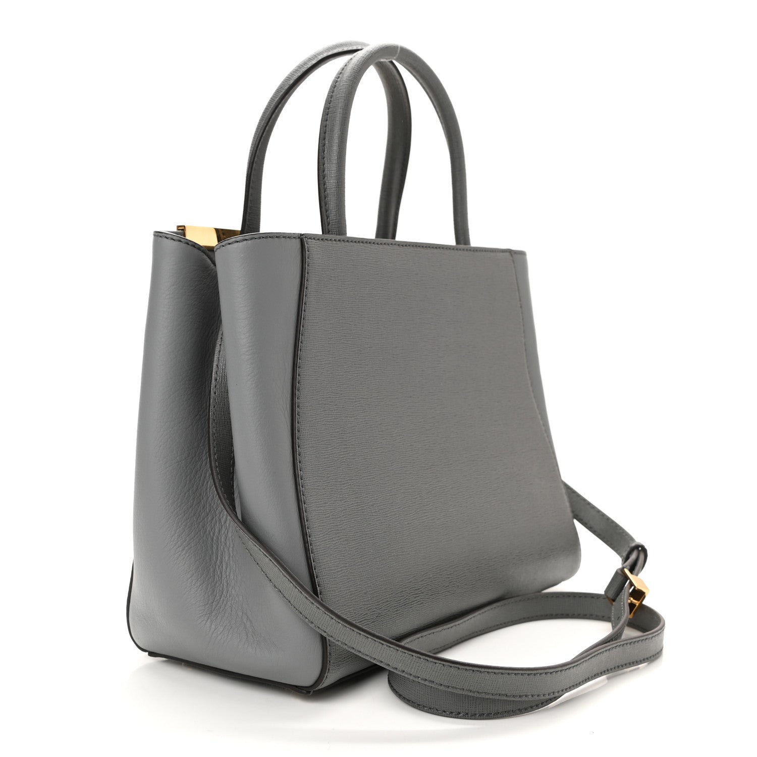 Fendi Vitello Elite Petite 2Jours Tote Grigio Grigio Chiaro 3 of 10