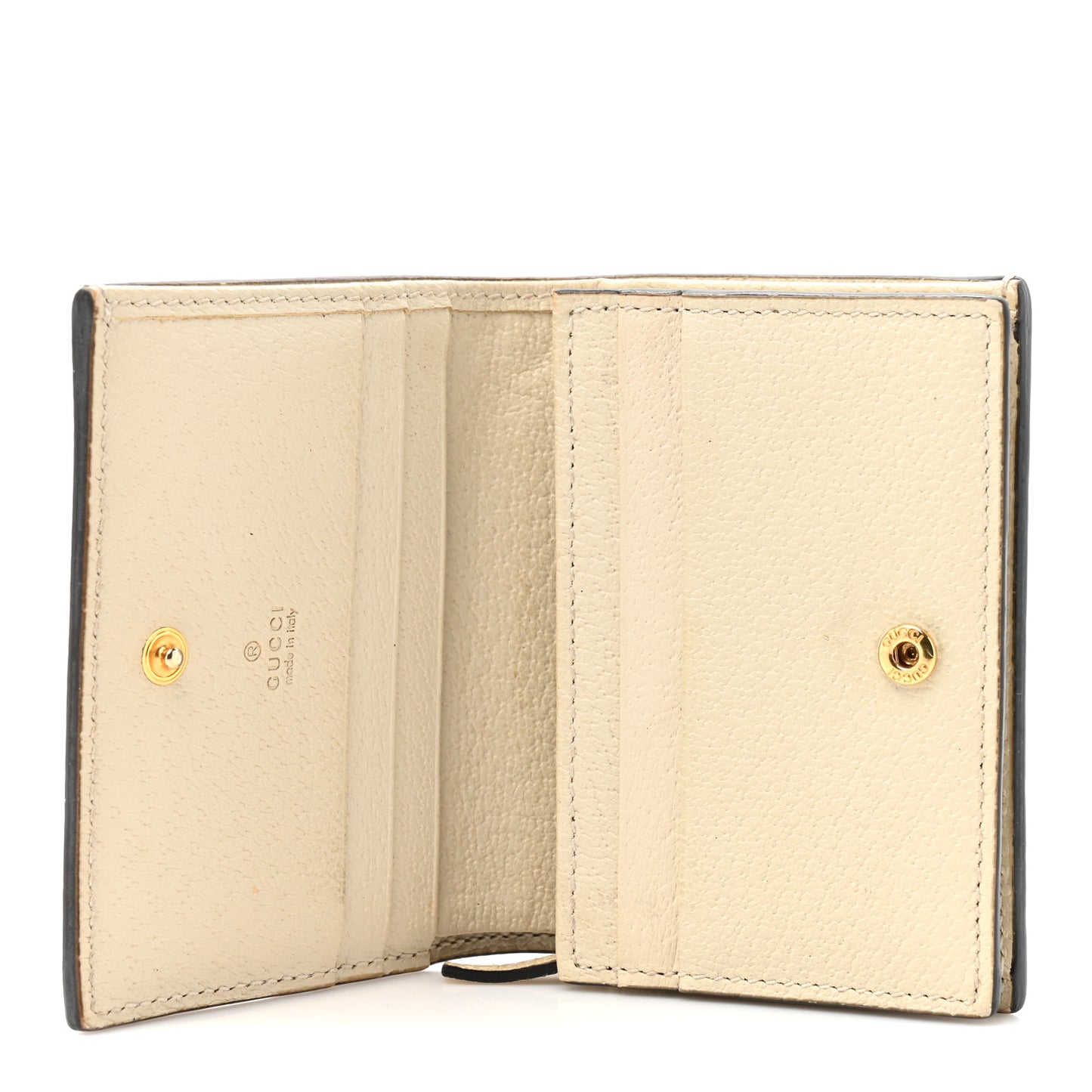 Textured Calfskin Web Ophidia Card Case Mystic White