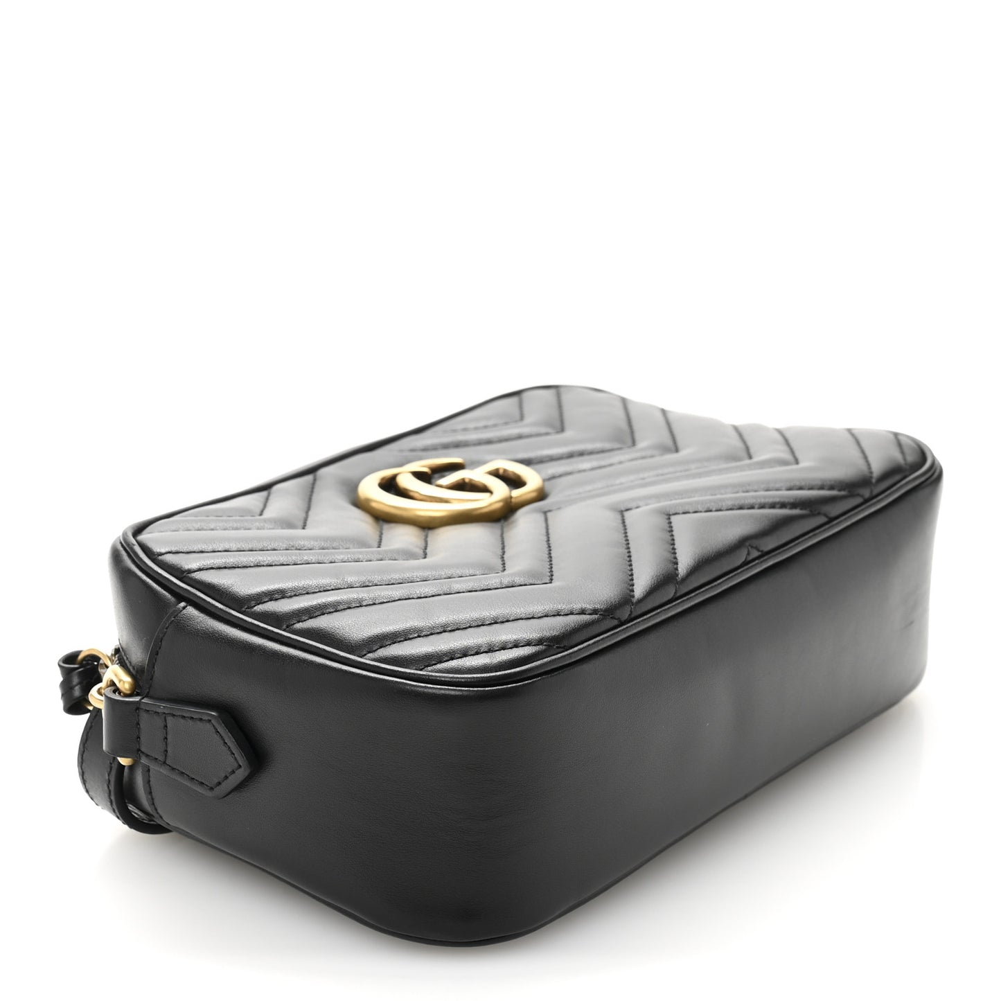 Calfskin Matelasse Small GG Marmont Chain Shoulder Bag Black