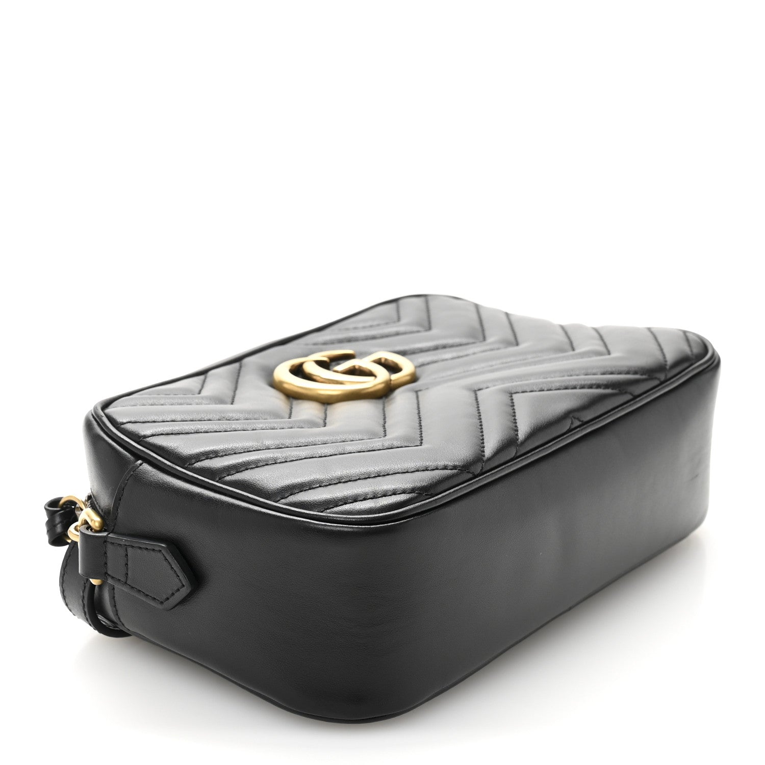 Gucci Calfskin Matelasse Small GG Marmont Chain Shoulder Bag Black 4 of 13