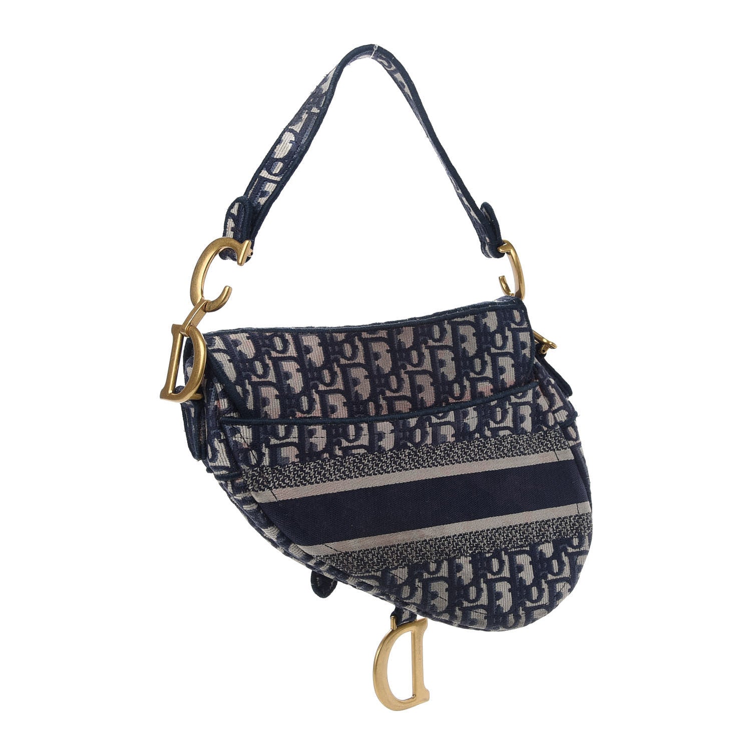 Christian Dior Oblique Embroidered Saddle Bag Blue 3 of 10