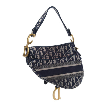 Christian Dior Oblique Embroidered Saddle Bag Blue 3 of 10