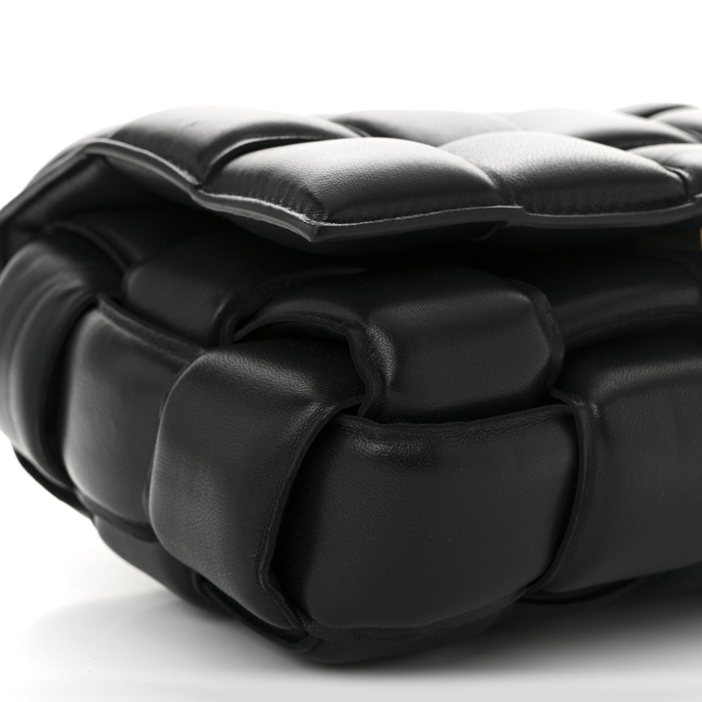 Nappa Maxi Intreccio Padded Cassette Crossbody Bag Black