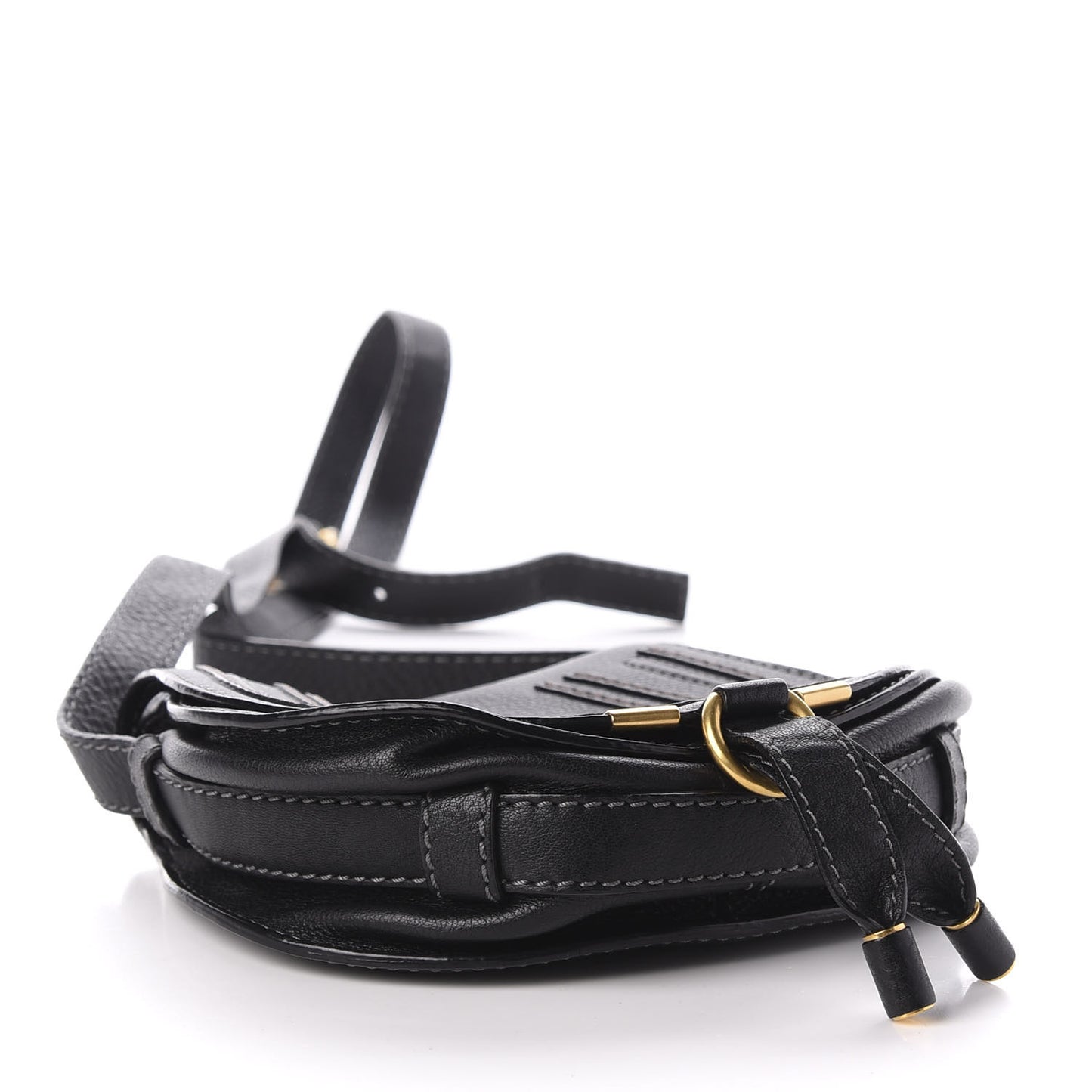 Calfskin Mini Marcie Round Crossbody Bag Black