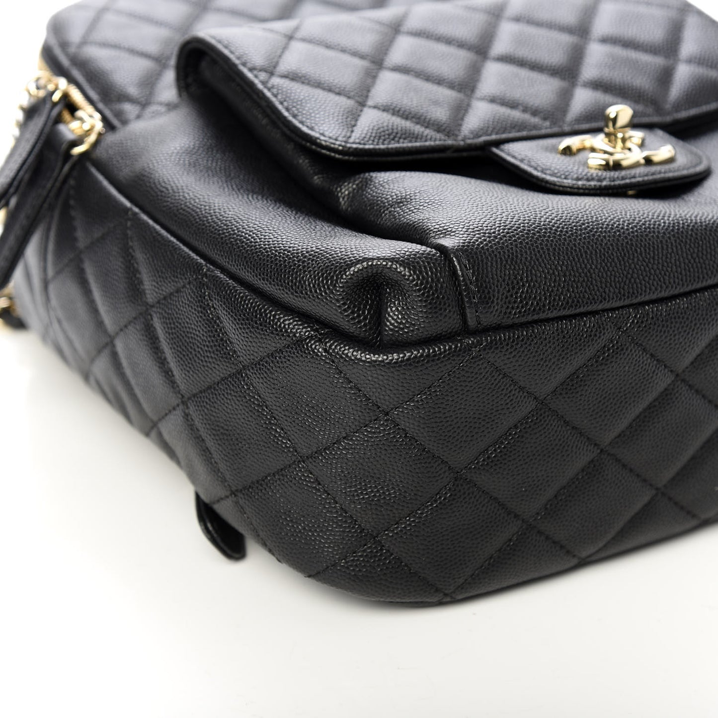 Caviar Quilted Medium Zip Around Backpack Black
