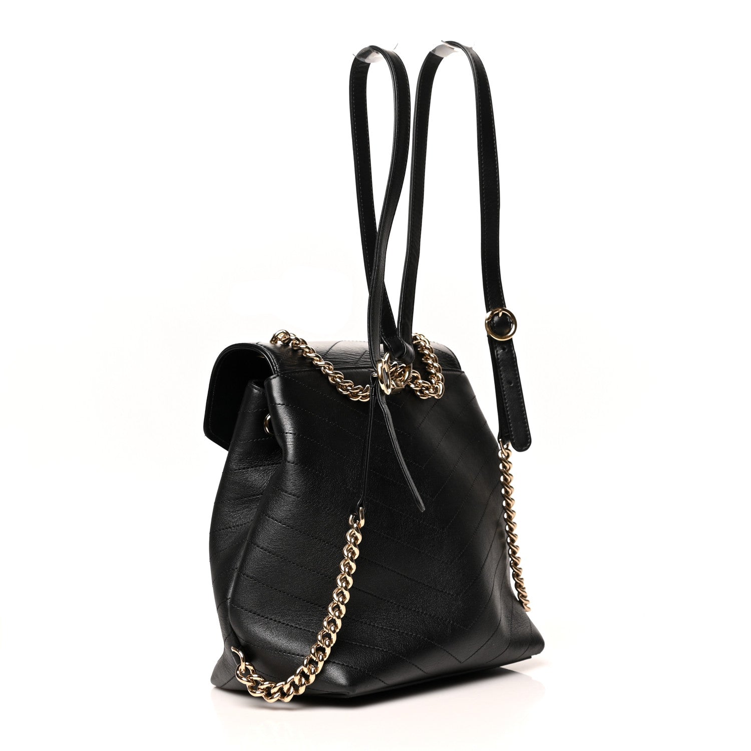 Chanel Grained Calfskin Chevron Stitched Backpack Black 3 of 11