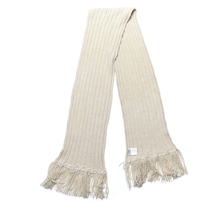 Chanel Cashmere Embroidered Fringe Bow Scarf Beige 3 of 4