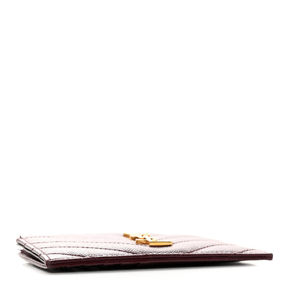 Saint Laurent Grain De Poudre Matelasse Chevron Monogram Fragments Zippered Card Case Rouge Legion 4 of 12