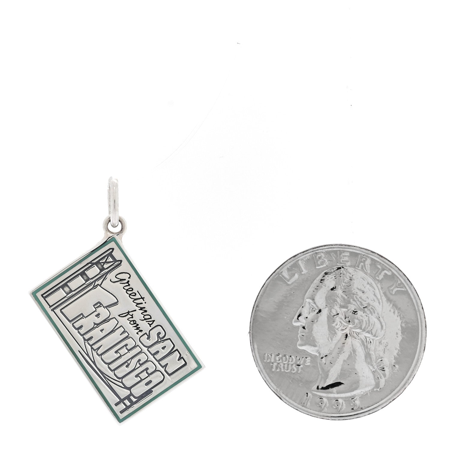 Tiffany Sterling Silver Enamel San Francisco Postcard Charm Blue 2 of 4