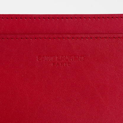 Saint Laurent Calfskin Credit Card Case Red 5 of 9