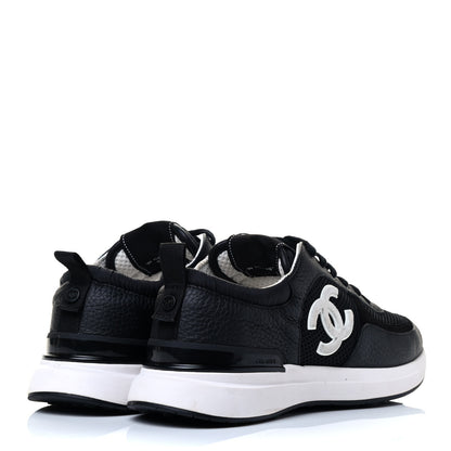 Chanel Calfskin Mesh Lycra Suede Womens Logo Sneakers 39.5 Black 4 of 7