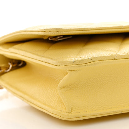 Chanel Caviar Quilted Wallet on Chain WOC Yellow 12 of 13