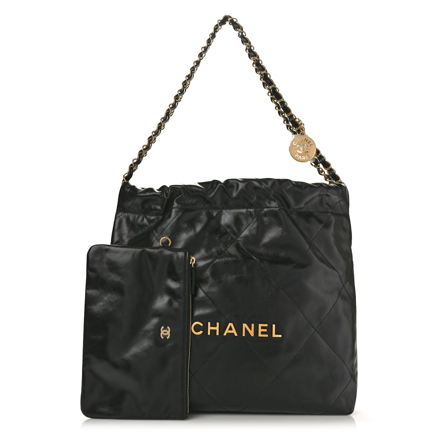 Chanel Shiny Calfskin Quilted Small Chanel 22 Black 2 of 10