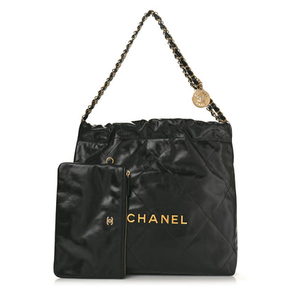 Chanel Shiny Calfskin Quilted Small Chanel 22 Black 2 of 10
