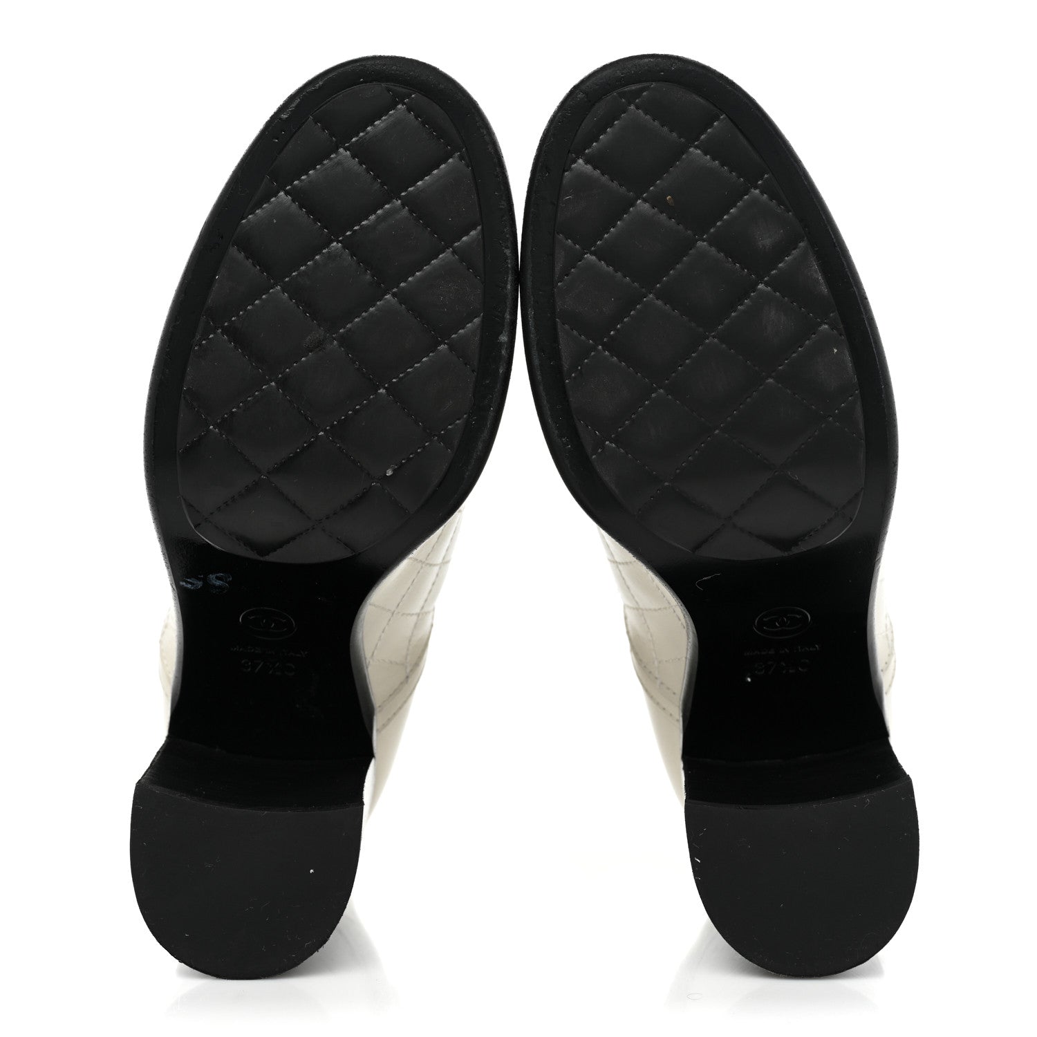Chanel Calfskin Quilted Cap Toe Boots 37.5 White Black 5 of 12