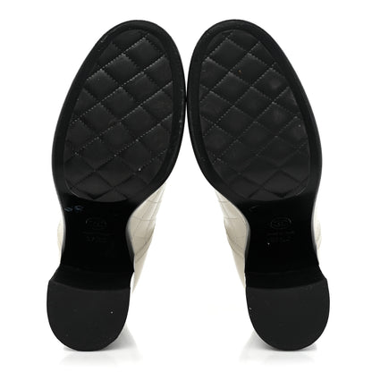 Chanel Calfskin Quilted Cap Toe Boots 37.5 White Black 5 of 12