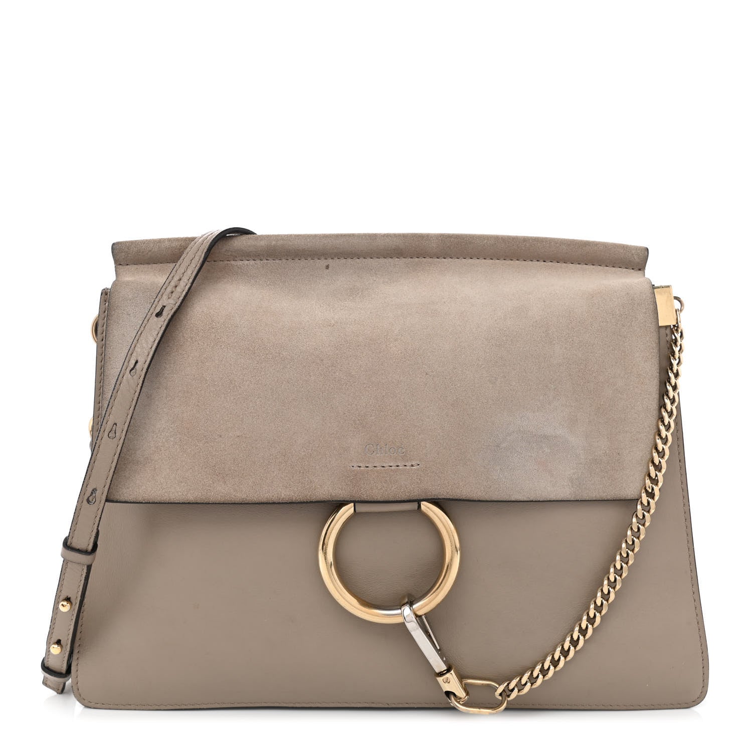Chloe Calfskin Suede Medium Faye Shoulder Bag Motty Grey 1 of 10