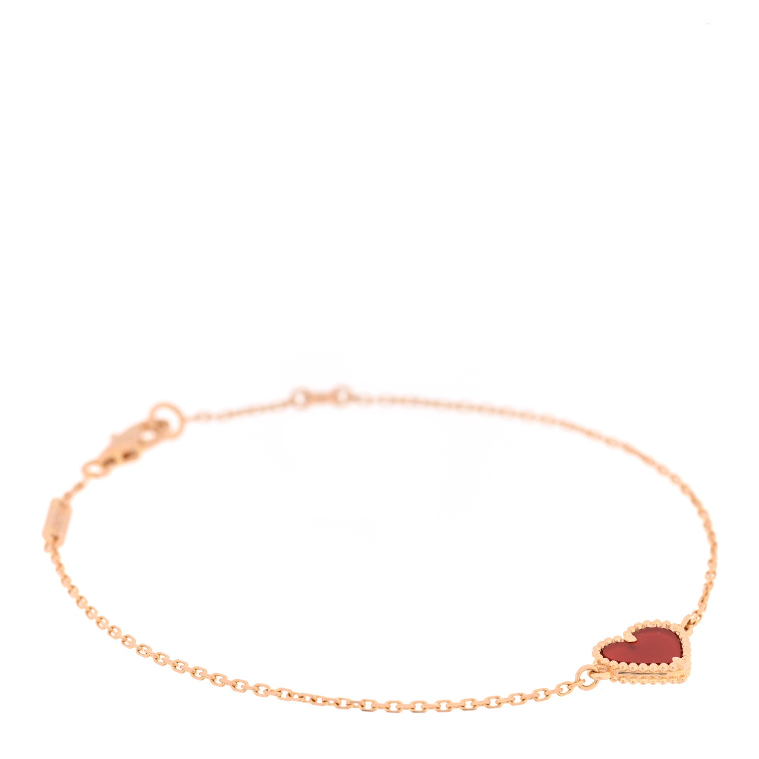 Van Cleef & Arpels 18K Rose Gold Carnelian Sweet Alhambra Heart Bracelet 1 of 4