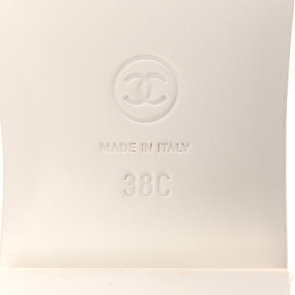 Chanel Tweed Cork CC Chain Mule Sandal 38 White 6 of 11